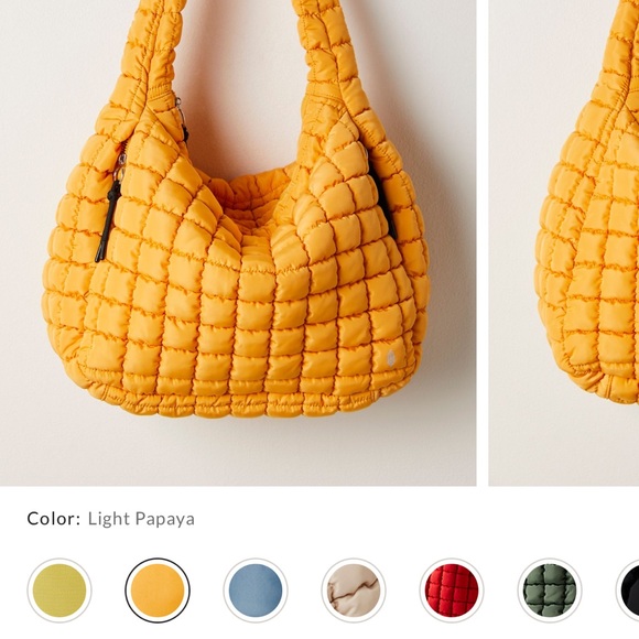 Orange Quilted Hobo Bag with Leather Finish - Picture 3 of 3